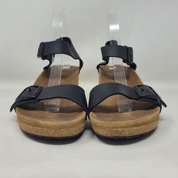Birkenstock Papillio Sandals Womens EU40 US9.5 Soley Black Leather Wedge Buckles - Picture 3 of 13
